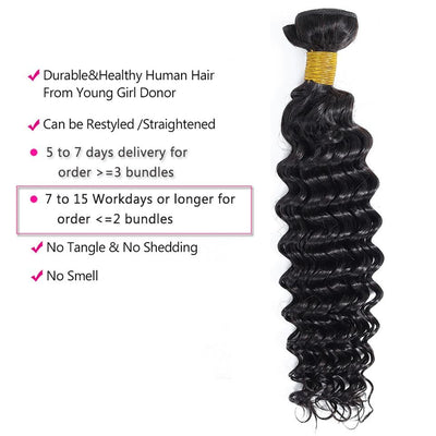 10A Grade 3/4 Deep Wave Human Hair bundles with 4x4 Closures & 13x4 Fr