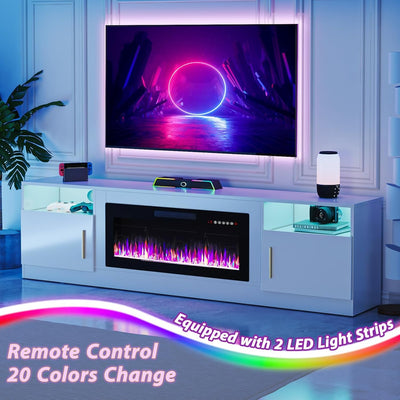 80 Inch Electric Fireplace TV Stand With LED Lights