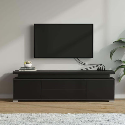 LED TV Stand With Power Outlet And Storage Cabinet