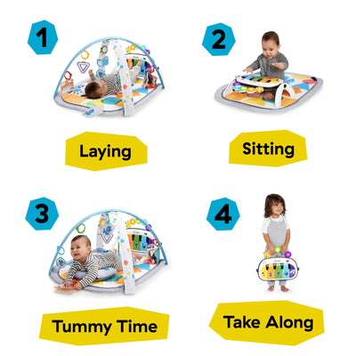 Kickin' Tunes 4-In-1 Infant Baby Activity Gym & Tummy Time Play Mat with Piano, 0-36 Months, Multicolor