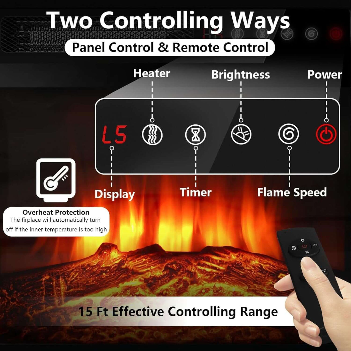 Fireplace TV Stand 18 Inch Electric Fireplace Gray