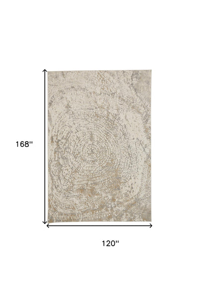 4' X 6' Gray Ivory And Tan Abstract Area Rug
