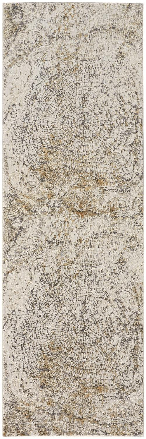 4' X 6' Gray Ivory And Tan Abstract Area Rug