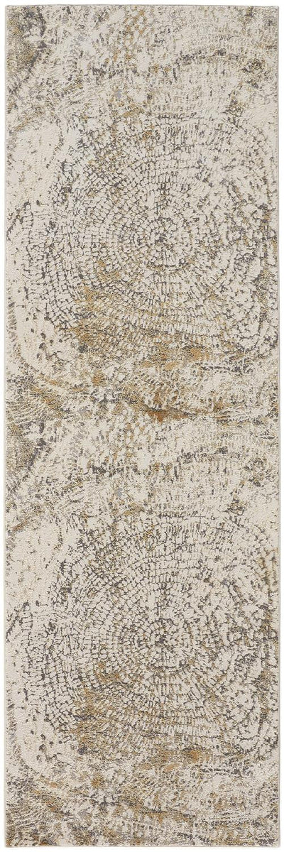 4' X 6' Gray Ivory And Tan Abstract Area Rug