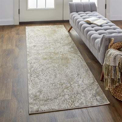 4' X 6' Gray Ivory And Tan Abstract Area Rug