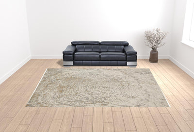 4' X 6' Gray Ivory And Tan Abstract Area Rug