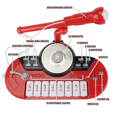 Kids Piano Keyboard with Microphone, 8 Keys Multifunctional Portable Electronic Piano Educational Musical Instrument Toys, Birthday Gifts for Beginner Children Toddler Boys Girls Age 3-6