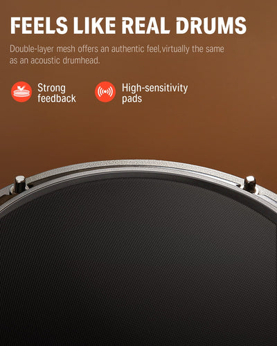 Electric Drum Set for Beginner with 180+ Sounds, Quiet Mesh Kid Child Students Electronic Drum Kit with Heavy Duty Pedals, On-Ear Headphones, DED-80 New Update Color
