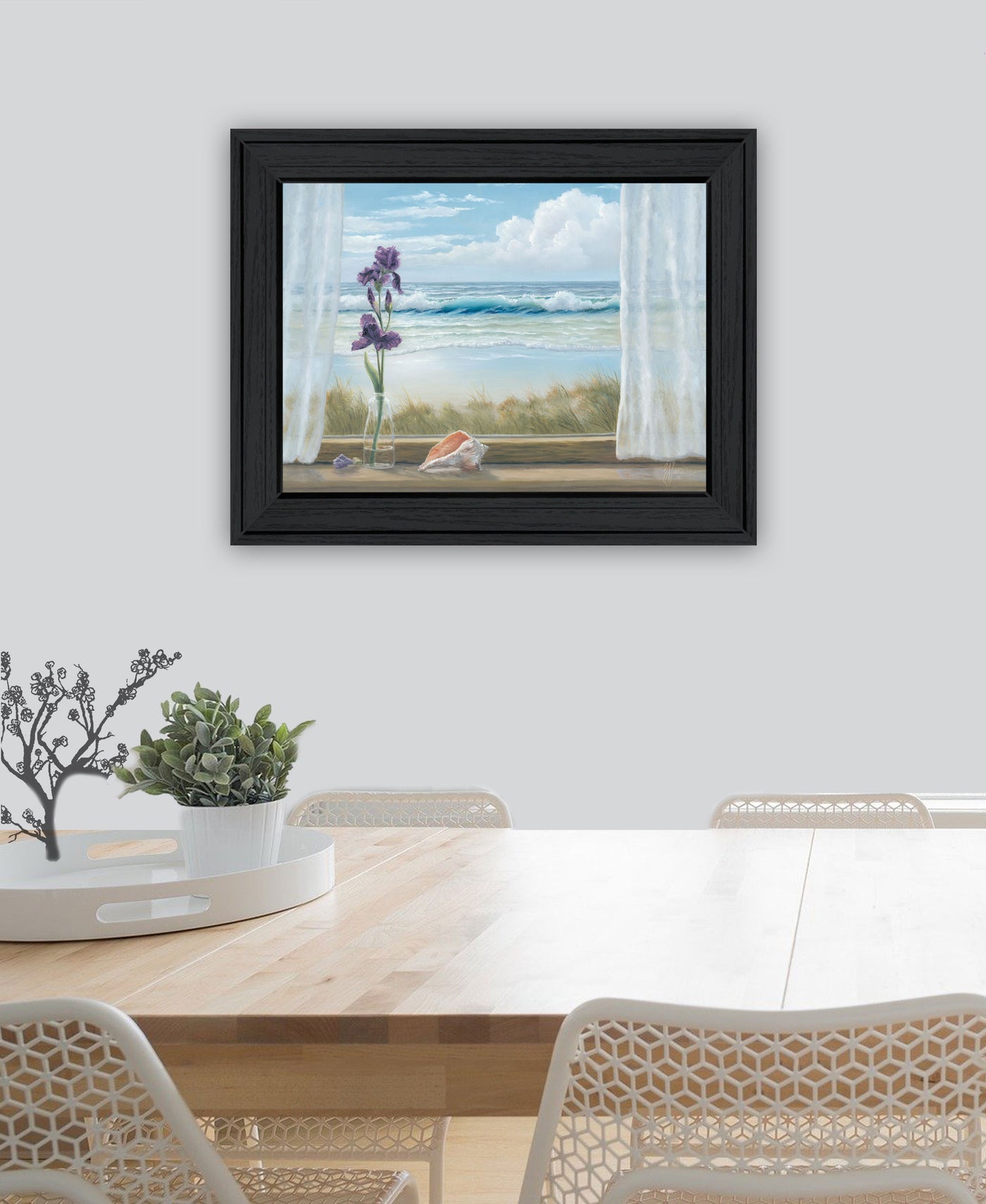 Irises on Windowsill Black Framed Print Wall Art-3