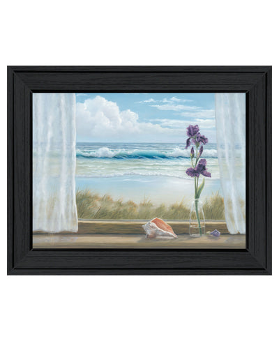 Irises on Windowsill Black Framed Print Wall Art-2