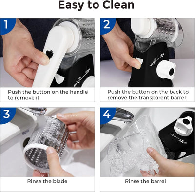 3 in 1 Cheese Grater Rotary, Cheese Shredder Grater for Kitchen Grater Slicer with 3 Replacement Blades, Potato Slicer Vegetable Chopper with Suction Base, Black