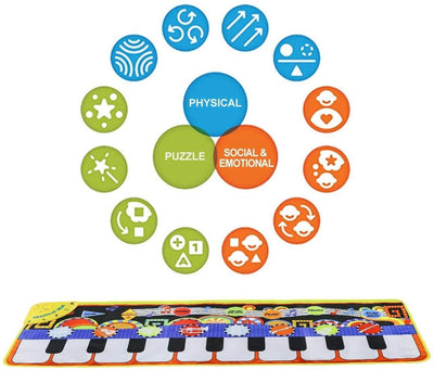 Piano Play Music Mat for Kids - Touch, Step on Keyboard and 8 Selectable Musical Instruments