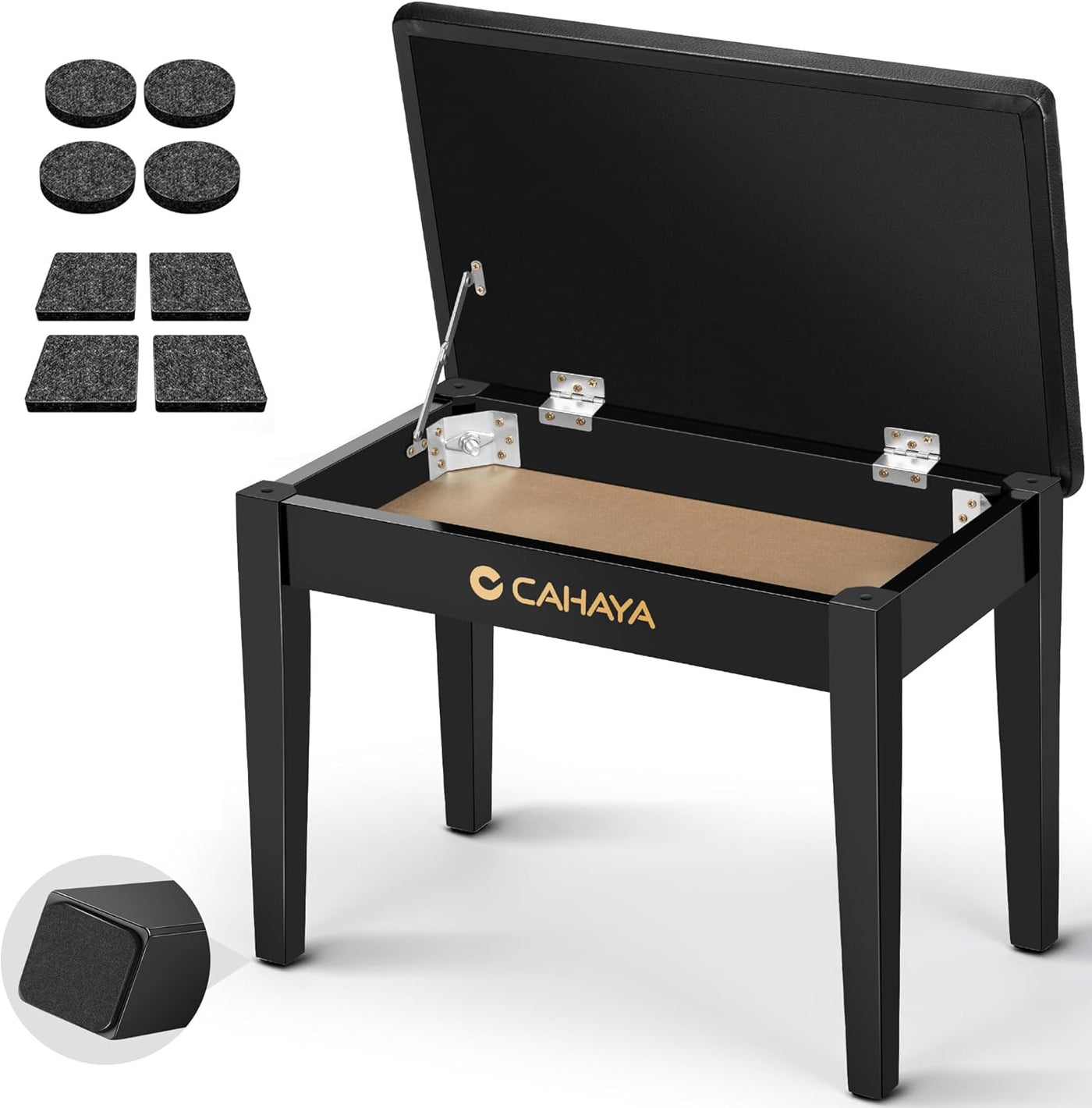 Piano Bench with Storage Compartment - Piano Stool Chair Seat with 1.2In Thick P