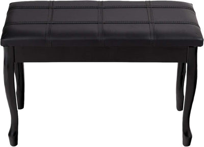 Piano Bench Stool with Padded Cushion and Music Storage, Heavy Duty Piano Duet Seat with PU Leather Padded Seat and Solid Wooden Legs, Perfect for Home Use (Black)