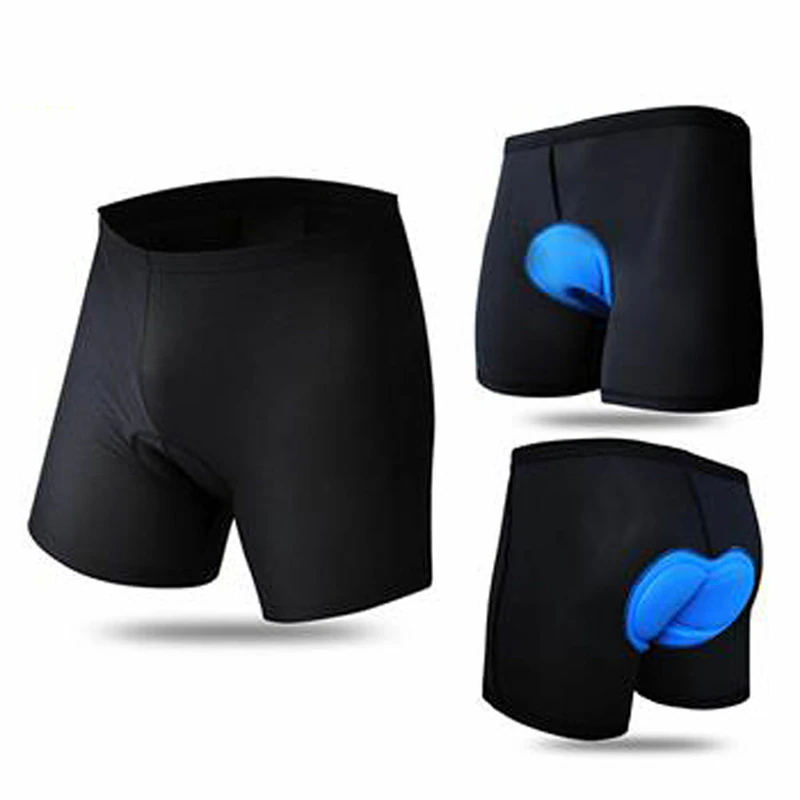 Men Women Cycling Shorts Bicycle Bike Underwear Pants With Sponge Gel in black with blue padding.