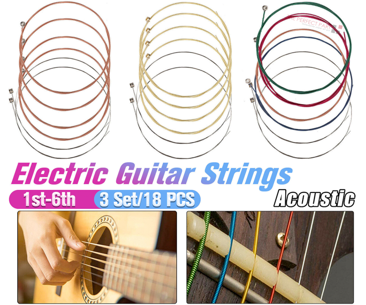 3 Sets of 6 Guitar Strings Replacement Steel String For Acoustic