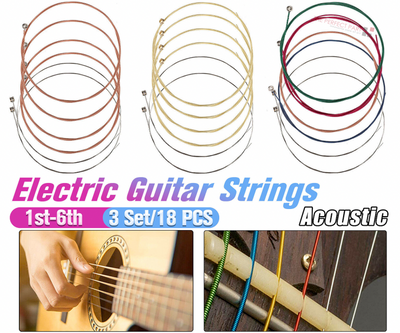 3 Sets of 6 Guitar Strings Replacement Steel String For Acoustic