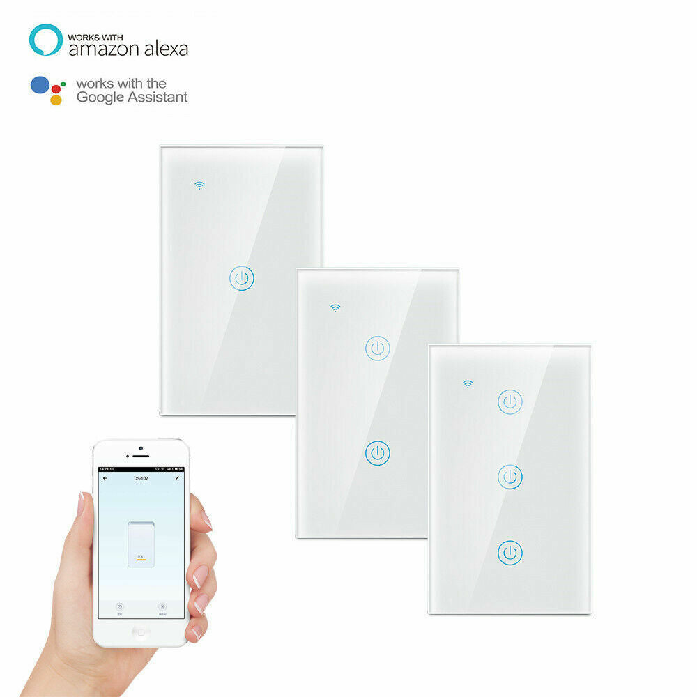 1/2/3/4 Gang WiFi Smart Wall Touch Light Switch Glass Panel For