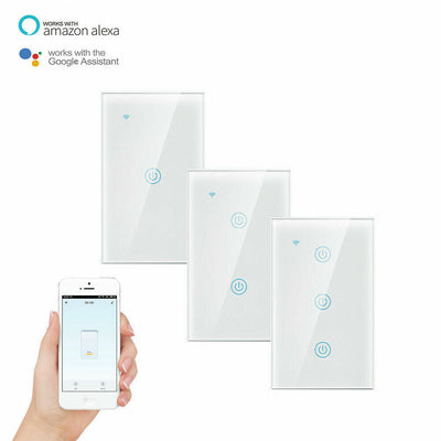 1/2/3/4 Gang WiFi Smart Wall Touch Light Switch Glass Panel For