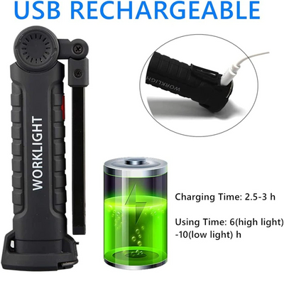 Rechargeable LED COB Work Light Mechanic Flashlight Lamp Magnetic Base