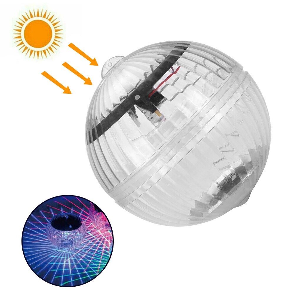 Outdoor Solar LED Floating Light Garden Pond Pool Lamp Rotating RGB