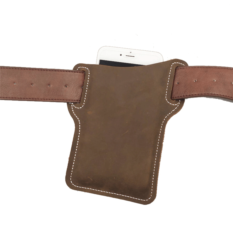 Men Cell Phone Belt Pack Bag Loop Waist Holster Pouch Case Leather