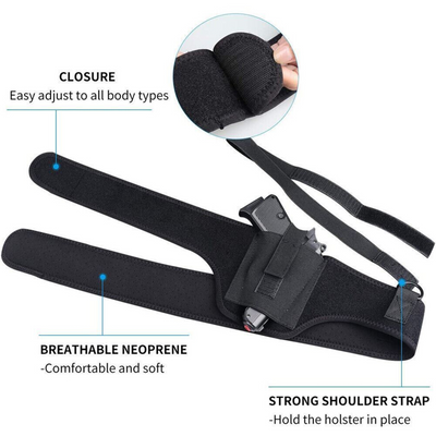 Tactical Concealed Carry Shoulder Waist Pistol Hand Gun Holder Holster features breathable neoprene and strong shoulder strap.