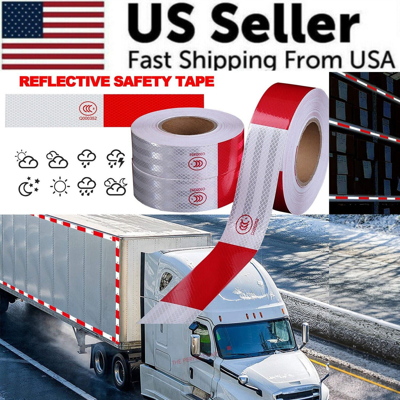 Reflective Trailer Safety Tape Conspicuity Tape Warning Sign Car Truck
