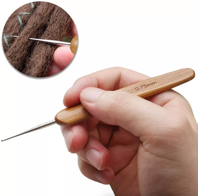 5Pcs DIY Crochet Needle Hook Bamboo Handle Dread Knit Hair Making
