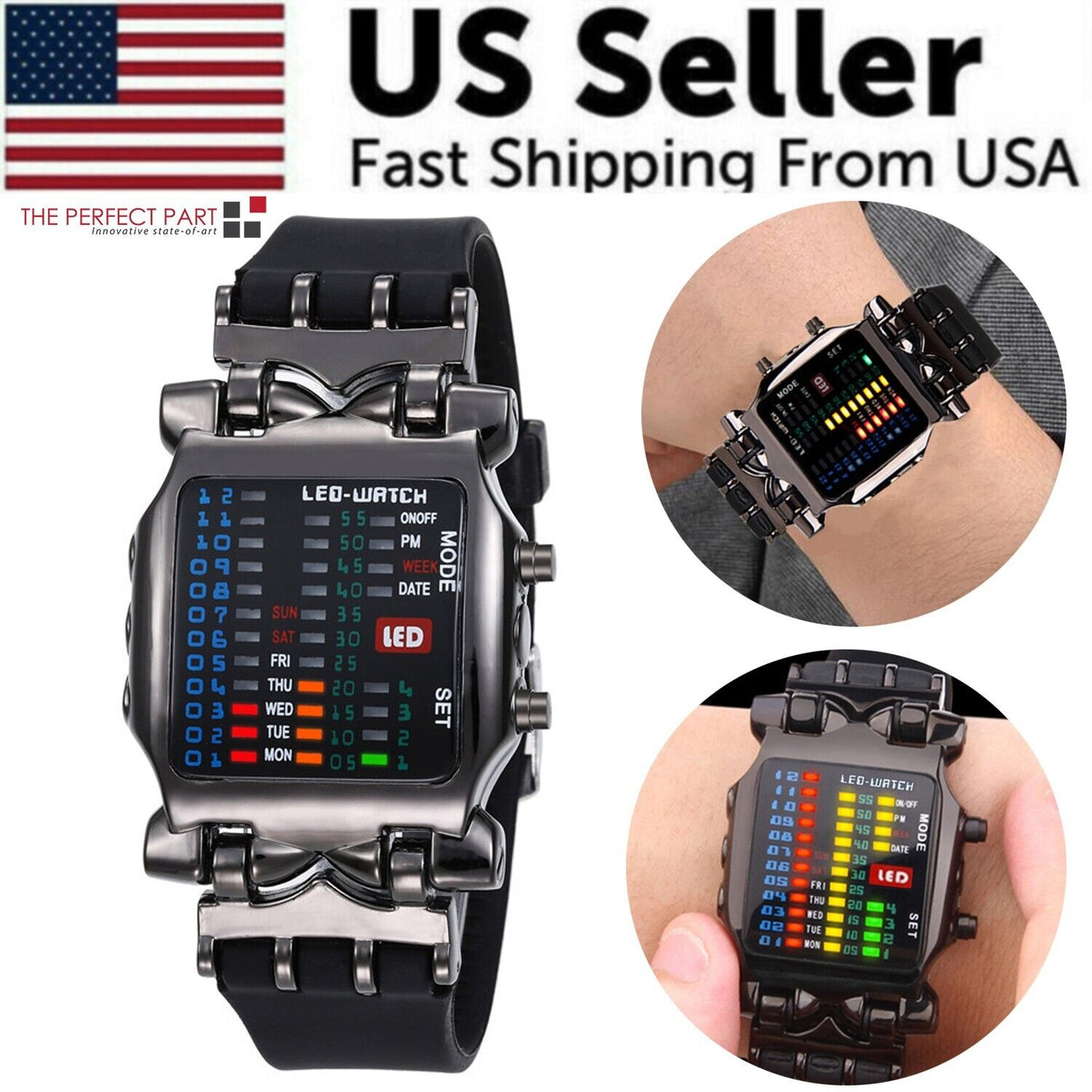 Luxury Men's Watch LED Sports Date Digital Bracelet Waterproof Quartz