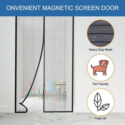Magnetic Screen Door Mesh Curtain Durable Heavy Duty Mosquito Net Bug, featuring heavy duty mesh and pet friendly design.