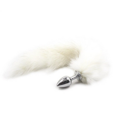 False Fox Tail With Metal Anal-Butt Plug Buttplug Cosplay Game Toy