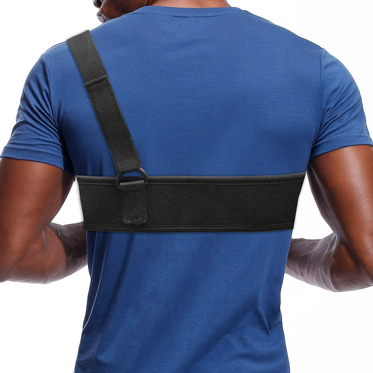 Tactical Concealed Carry Shoulder Waist Pistol Hand Gun Holder Holster worn on a person in a blue shirt.