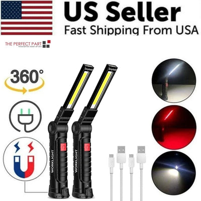 Rechargeable LED COB Work Light Mechanic Flashlight Lamp Magnetic Base