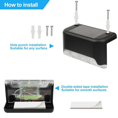8 Pack New Solar Deck Lights Outdoor Waterproof LED Steps Lamps For