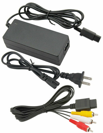 AC Adapter Power Supply & Audio Video A/V Cable for Nintendo GameCube