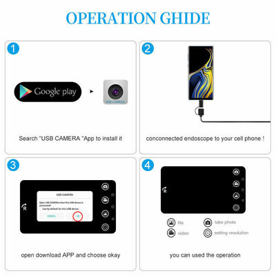 5M 6LEDs Snake Endoscope Borescope 8mm Inspection USB Camera Scope For