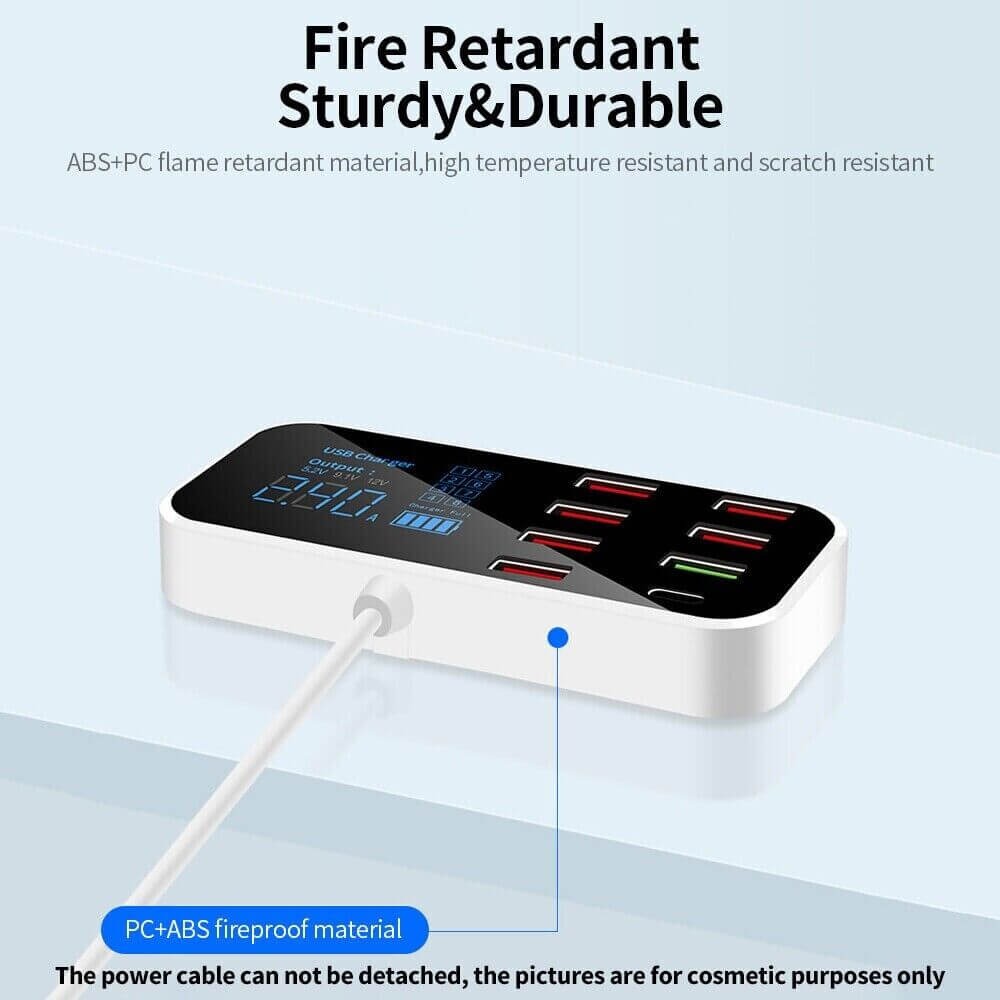 Multi USB 8-Port Fast Desktop Hub Wall Charger Charging Station Quick