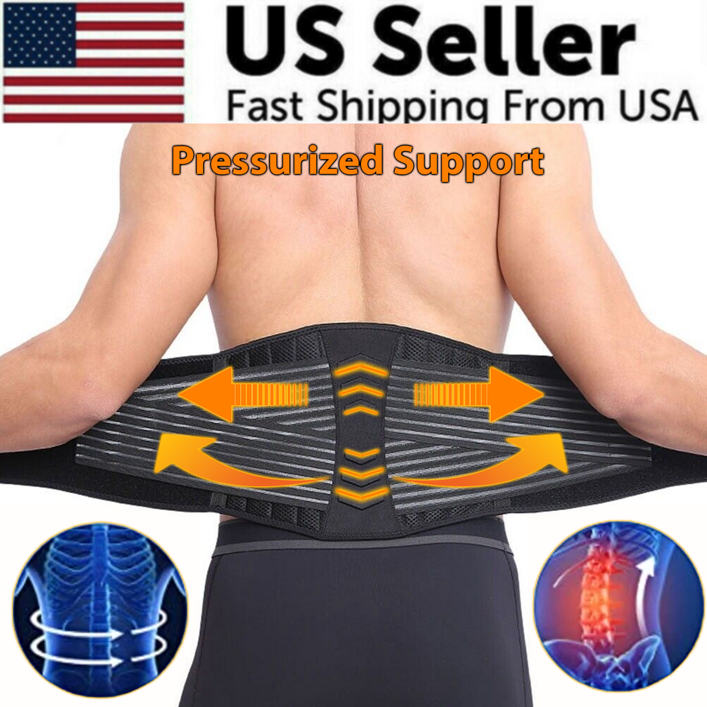 Lower Back Support Brace Lumbar Waist Belt Double Pull Breathable Belt