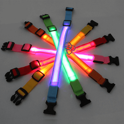 LED Adjustable Dog Collar Blinking Flashing Light Up Glow Pets Safety