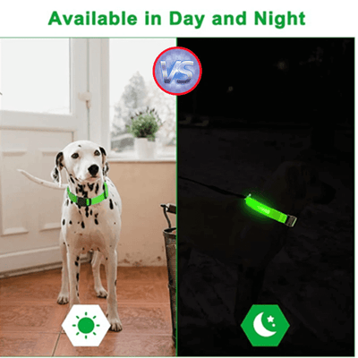 LED Adjustable Dog Collar Blinking Flashing Light Up Glow Pets Safety