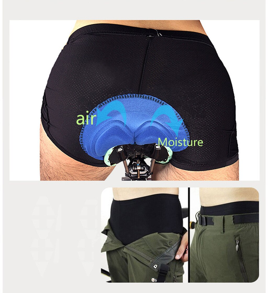 Men Women Cycling Shorts Bicycle Bike Underwear Pants With Sponge Gel showing air and moisture features