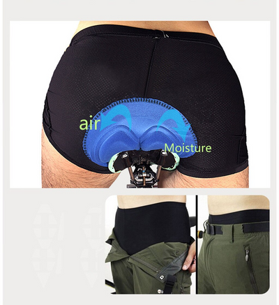 Men Women Cycling Shorts Bicycle Bike Underwear Pants With Sponge Gel showing air and moisture features