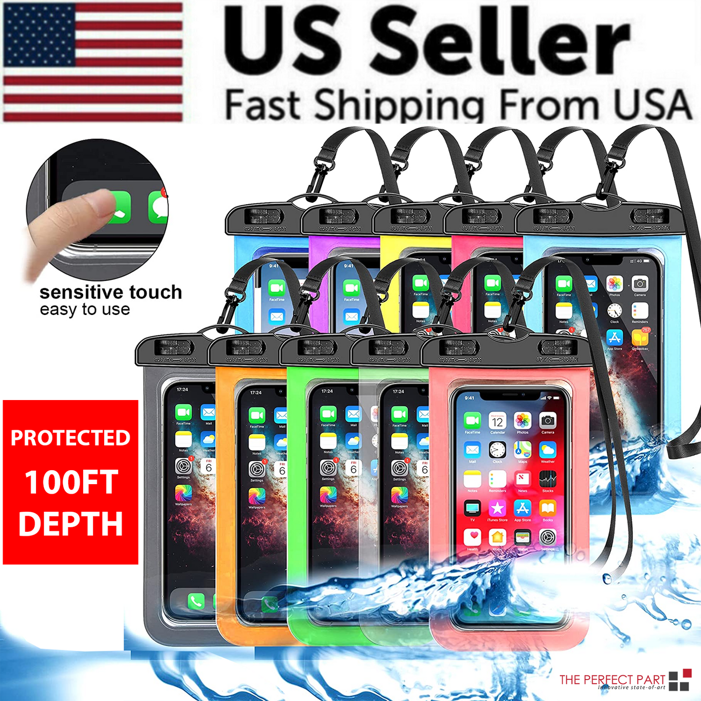 3 Pack Waterproof Floating Cell Phone Pouch Dry Bag Case Cover For
