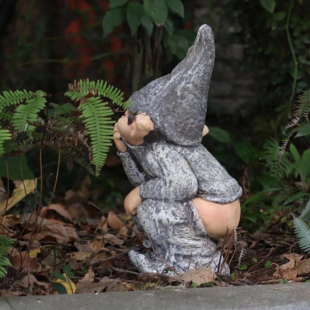 Pooping Naughty Gnome Miniature Statue Funny Resin Dwarf Home Garden