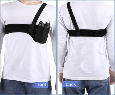 Tactical Concealed Carry Shoulder Waist Pistol Hand Gun Holder Holster shown from front and back views.