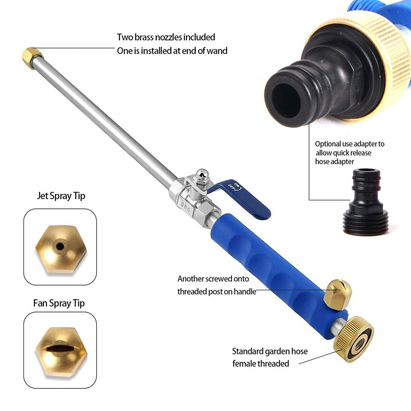 High Pressure Power Washer Water Spray Gun Nozzle Wand Attachment