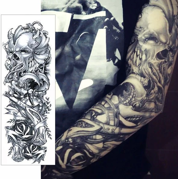 5Pcs Large Temporary Body Art Arm Tattoo Sticker Sleeve Man Women