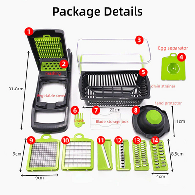 15-In-1 Vegetable Fruit Chopper Cutter Food Onion Veggie Dicer Slicer