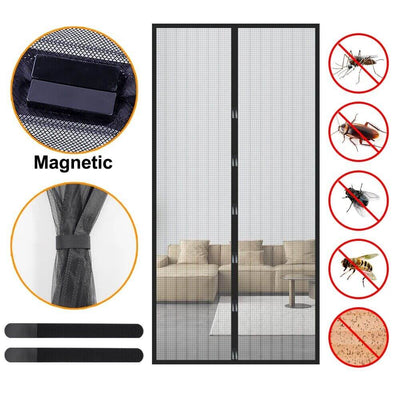 Magnetic Screen Door Mesh Curtain Durable Heavy Duty Mosquito Net Bug with magnetic closure and insect prevention features.